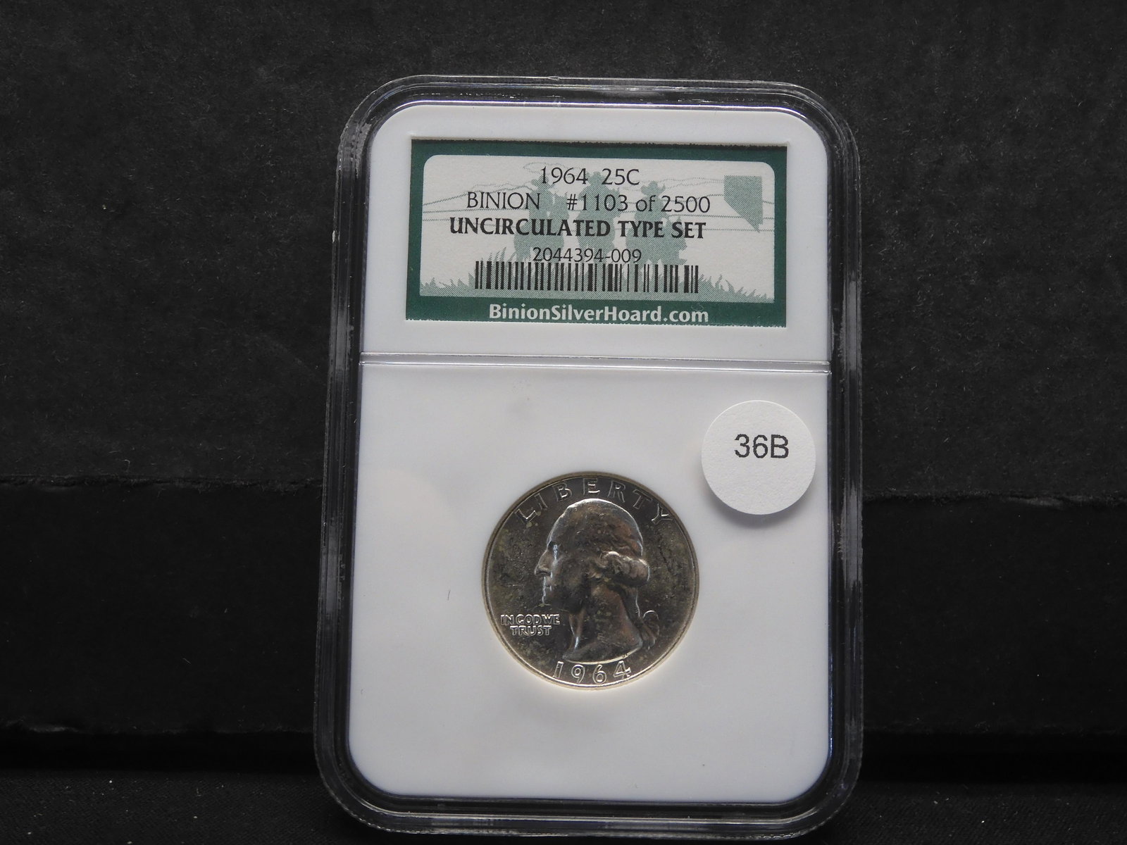 1964 Washington Quarter  Binion Silver Hoard.  NGC Uncirculated Type Set. (1 of 3)