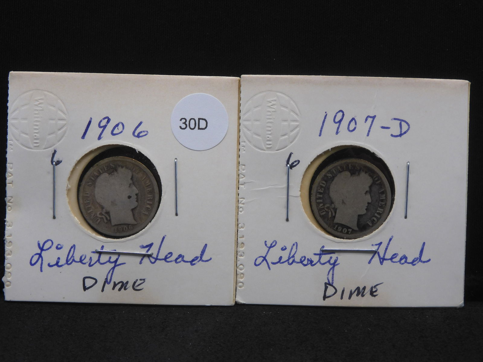 1906 & 1907-D Silver Barber Dimes (1 of 5)