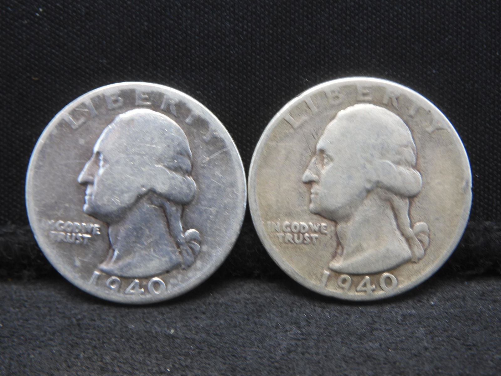 Two 1940 Washington Quarters 90% Silver (1 of 2)