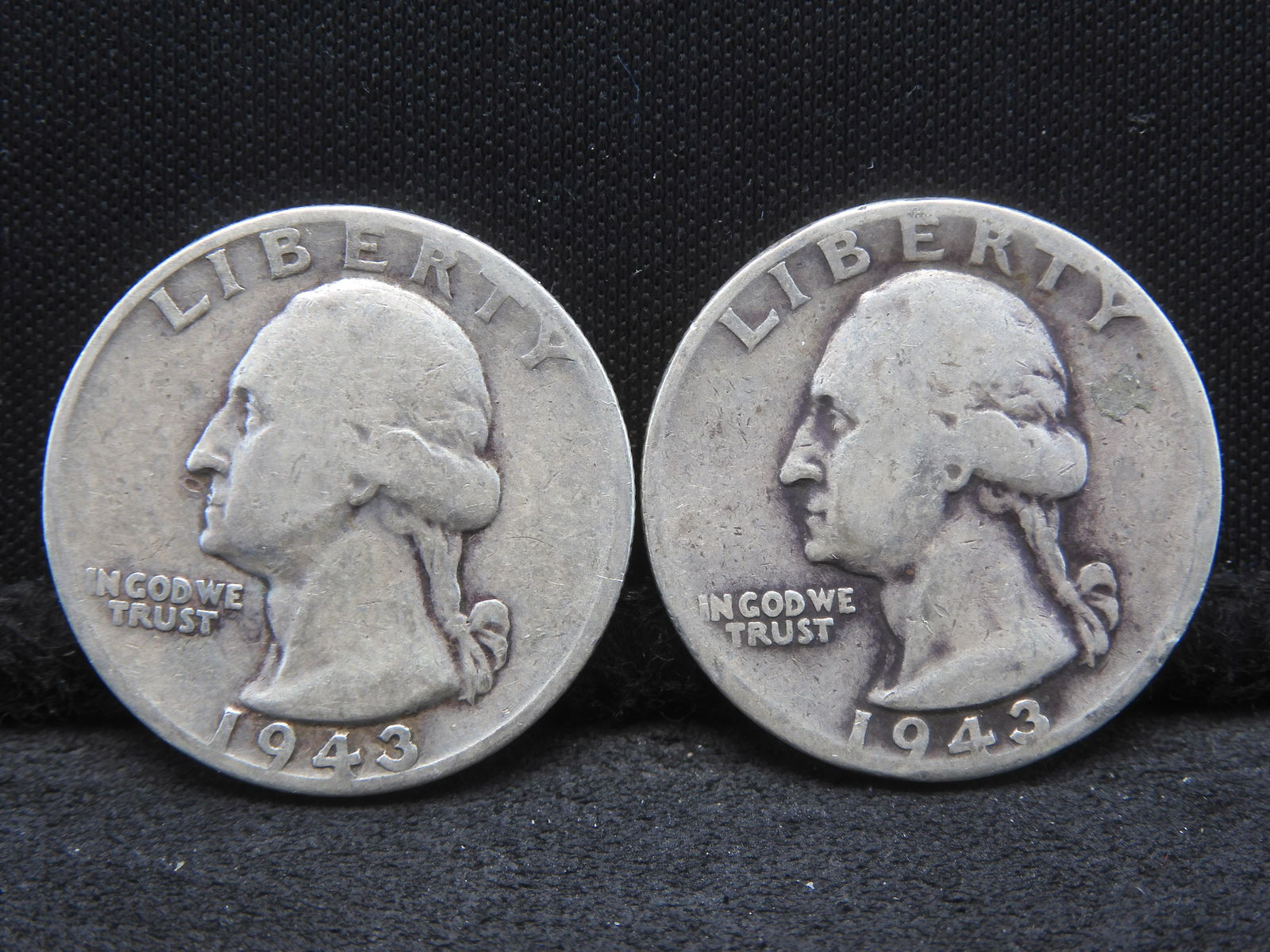 Two 1943-D Washington Quarters 90% Silver (1 of 2)