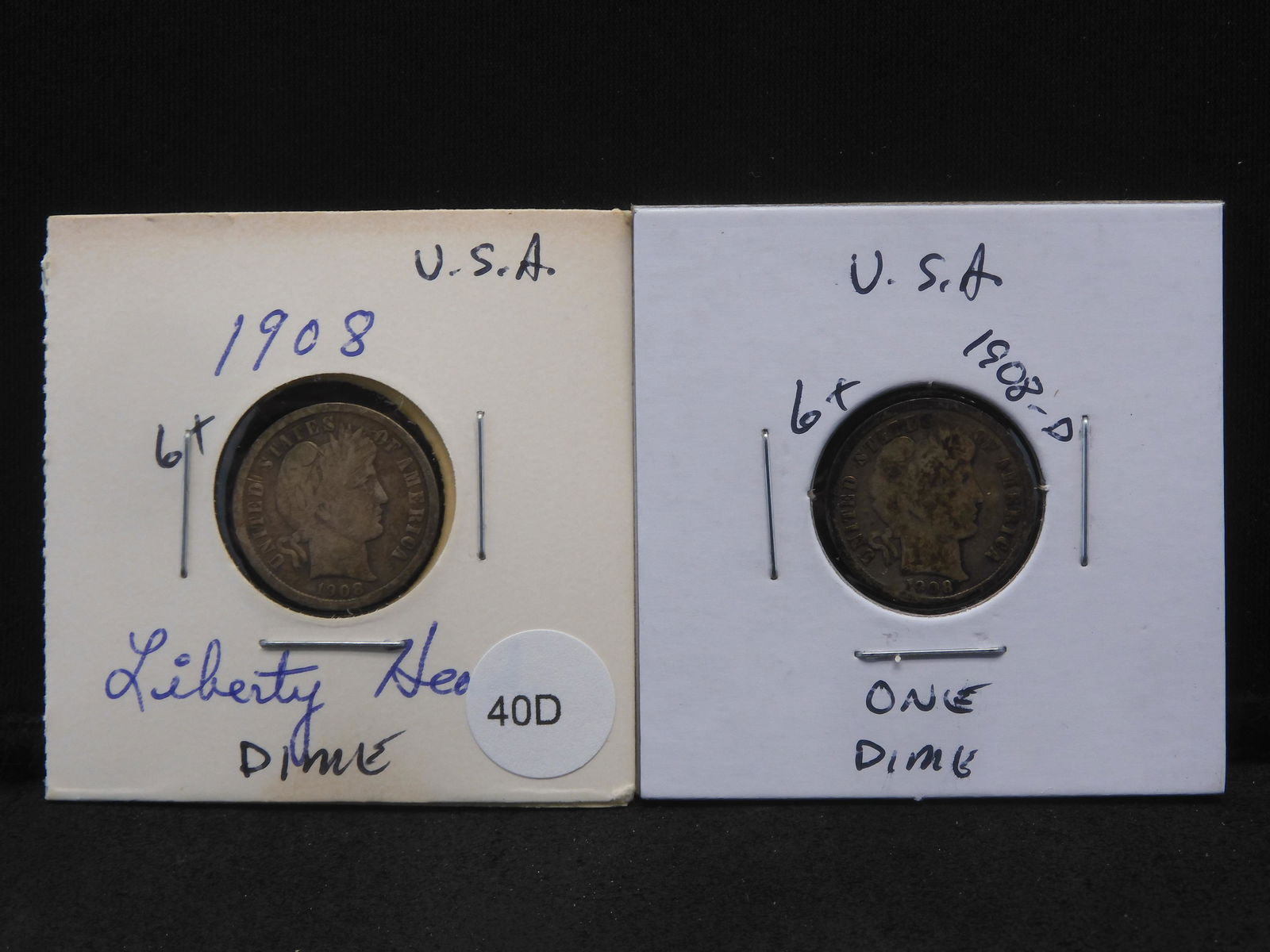 1908 & 1908-D Silver Barber Dimes (1 of 5)