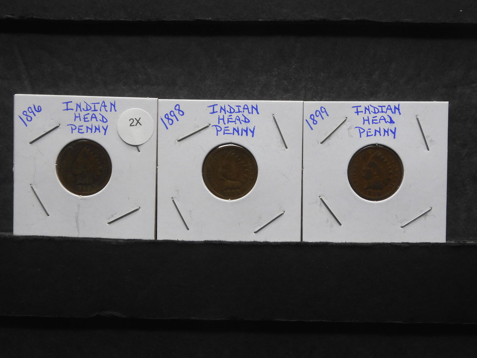 (3) Indian Head Cents 1896, 1898, 1899 (1 of 5)