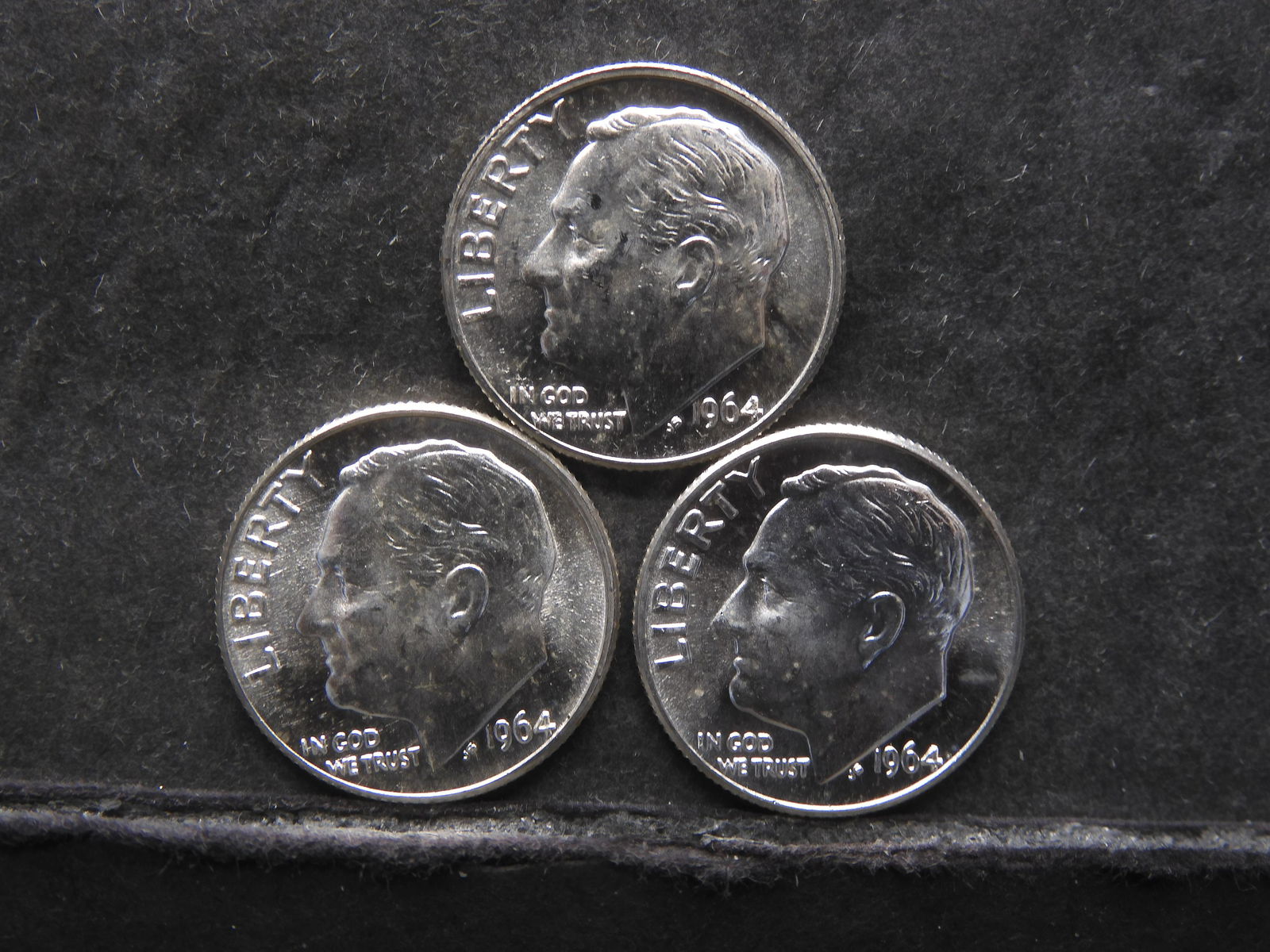3-1964 D-BU, 90% silver, Roosevelt dimes (1 of 2)