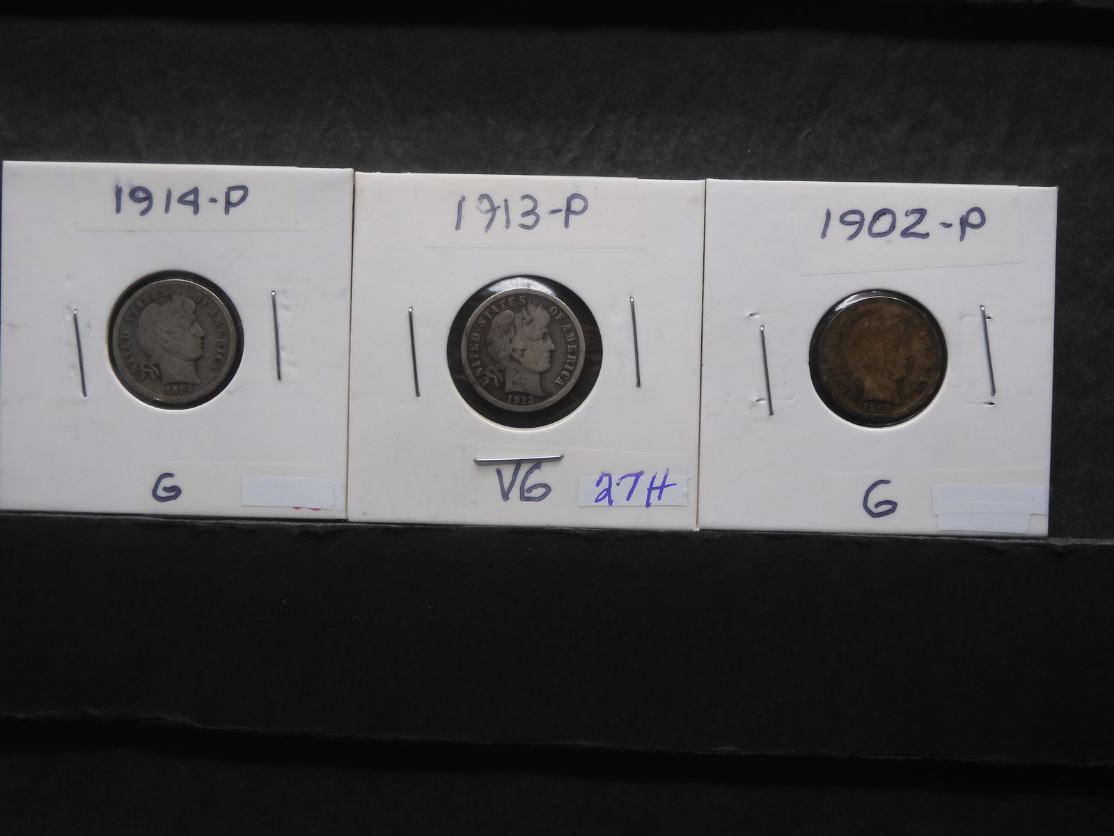 1902 P, 1913 P, & 1914 P Barber Dimes - G+ (1 of 4)