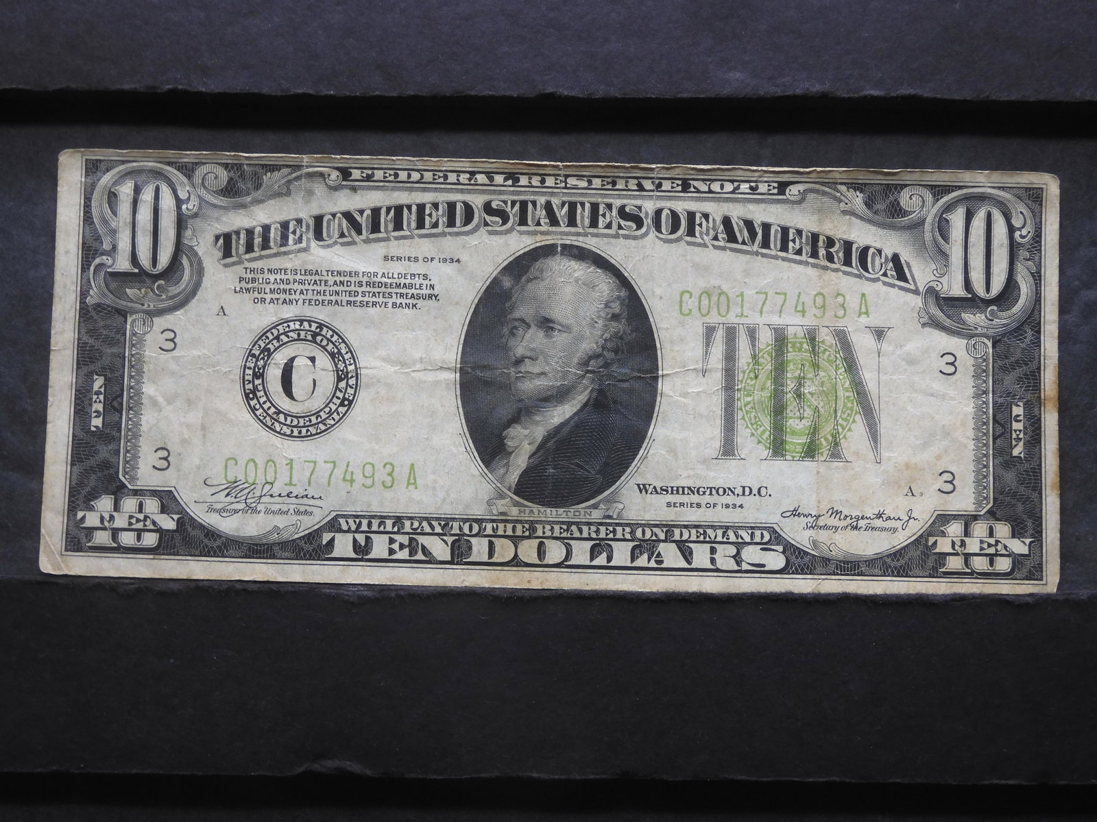 1934 Ten Dollar Federal Reserve Note: 1934 Ten Dollar Federal Reserve Note