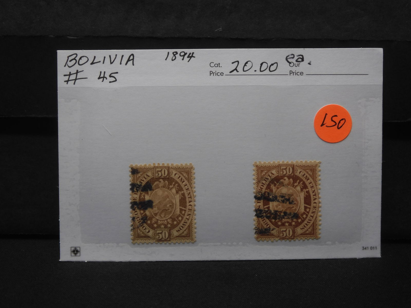 2- 1894 Bolivia #45 Stamps (1 of 3)