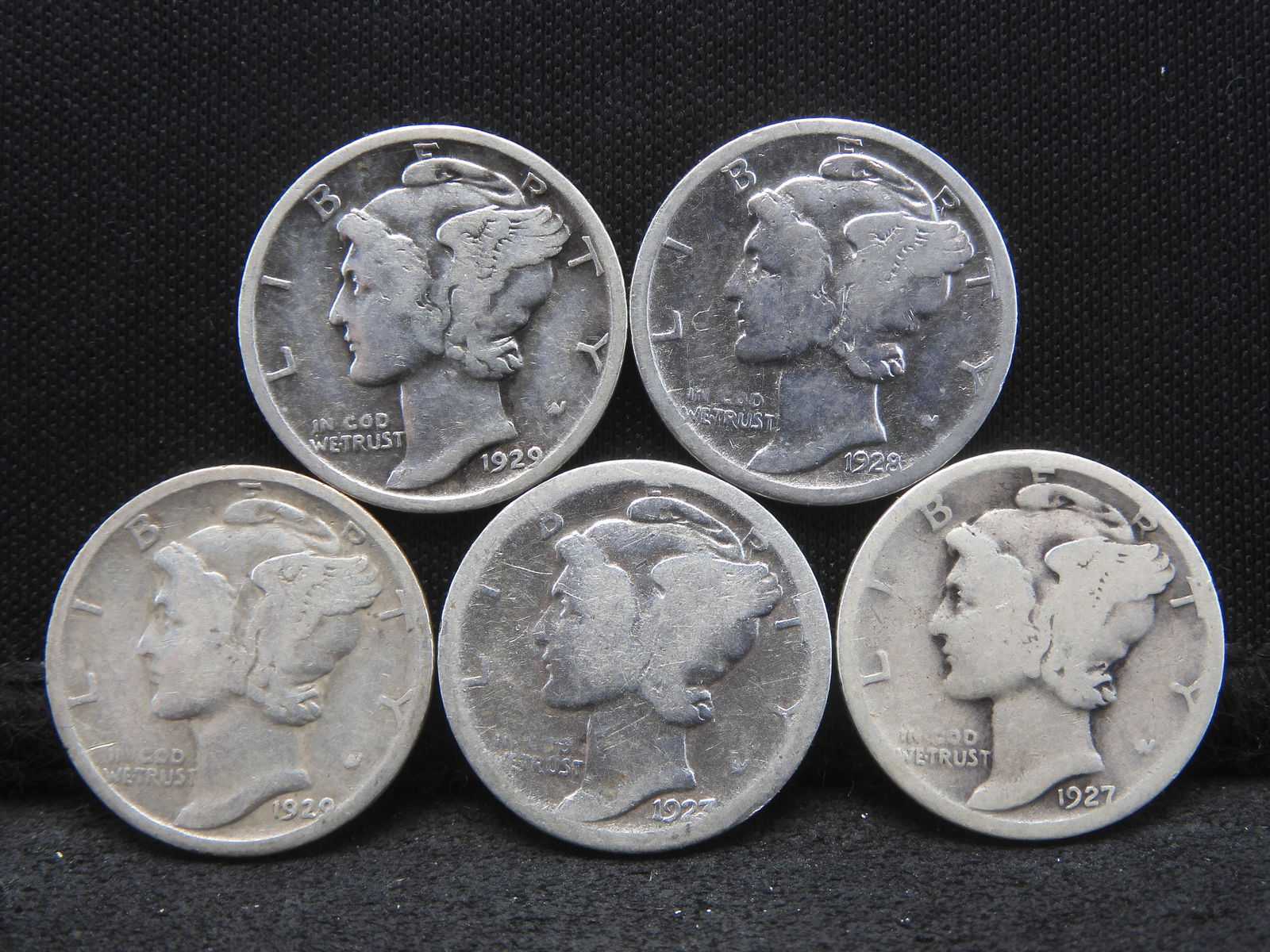 (5) Mercury Dimes   (1) 1923,  (1) 1927, (1) 1928 (2) 1929 (1 of 2)