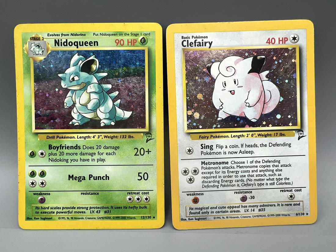 2000 Pokemon Base Set 2 Nidoqueen #12/130 & Clefairy #6/130 Holofoils: 2000 Pokemon Base Set 2 Nidoqueen #12/130 & Clefairy #6/130 Holofoils