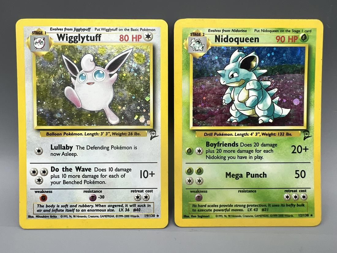 2000 Pokemon Base Set 2 Wigglytuff #19/130 & Nidoqueen #12/130 Holofoils (1 of 2)