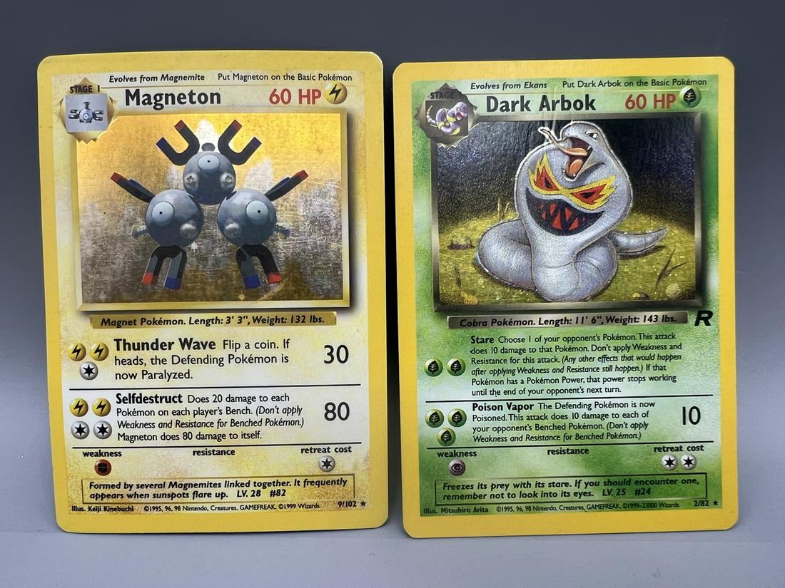 1999-00 Pokemon Base Set & Team Rocket Magneton #9/102 & Dark Arbok #2/82 Holofoils: 1999-00 Pokemon Base Set & Team Rocket Magneton #9/102 & Dark Arbok #2/82 Holofoils