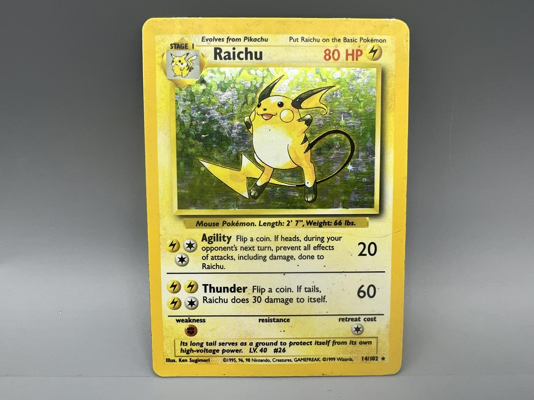 1999 Pokemon Base Set Raichu #14/102 Holofoil: 1999 Pokemon Base Set Raichu #14/102 Holofoil