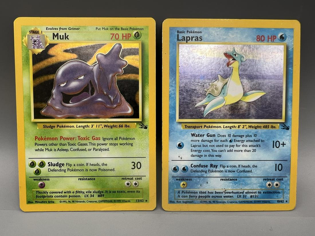 1999 Pokemon Fossil Muk #13/62 & Lapras #10/62 Holofoils: 1999 Pokemon Fossil Muk #13/62 & Lapras #10/62 Holofoils