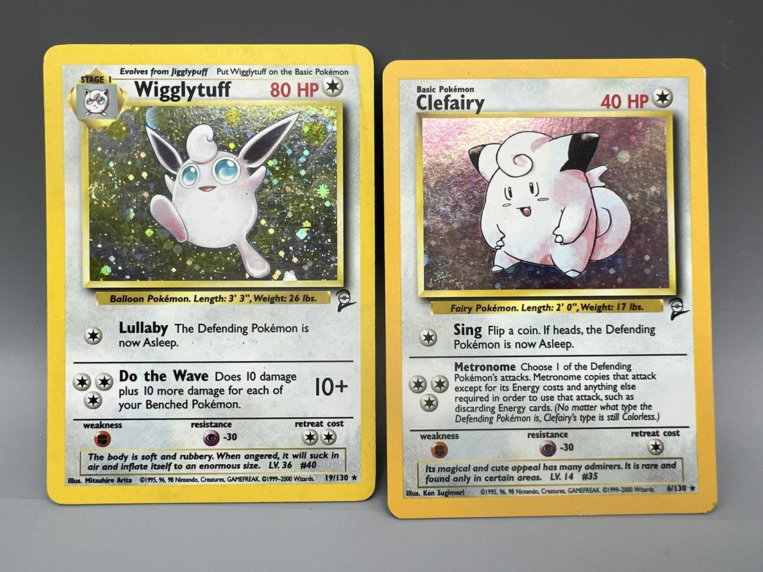 2000 Pokemon Base Set 2 Wigglytuff #19/130 & Clefairy #6/130 Holofoils (1 of 2)