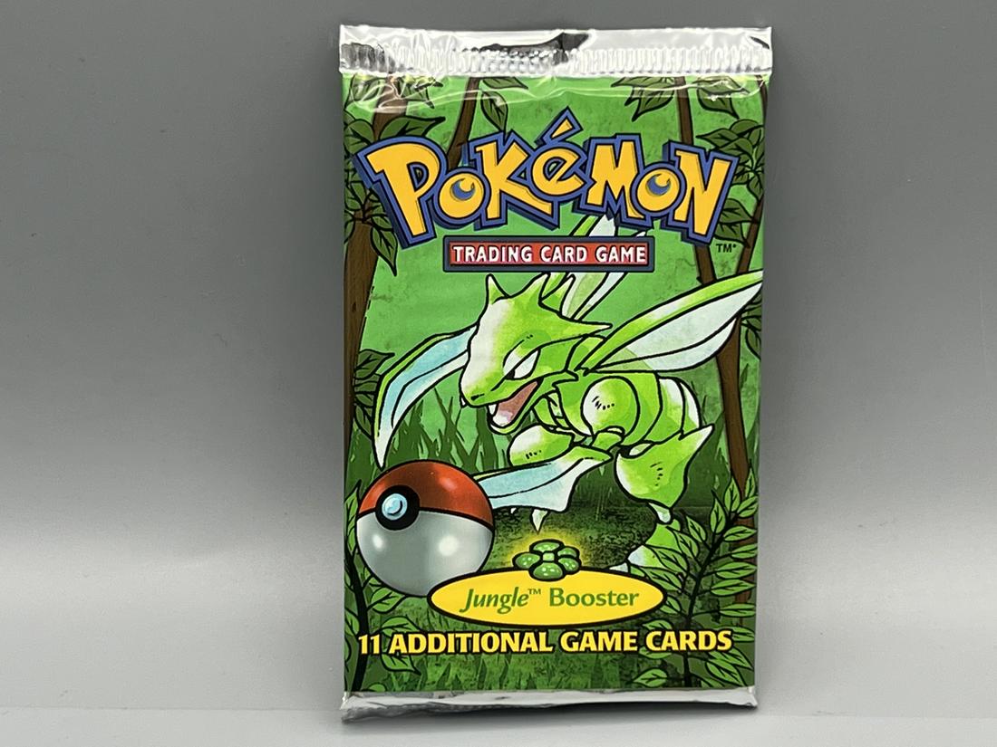1999 Pokemon Jungle Unopened Booster Pack - Scyther Artwork: 1999 Pokemon Jungle Unopened Booster Pack - Scyther Artwork
