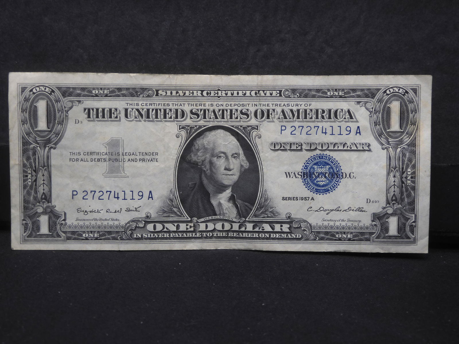 1957-A Blue Seal $1 Silver Certificate. CRISP (1 of 3)