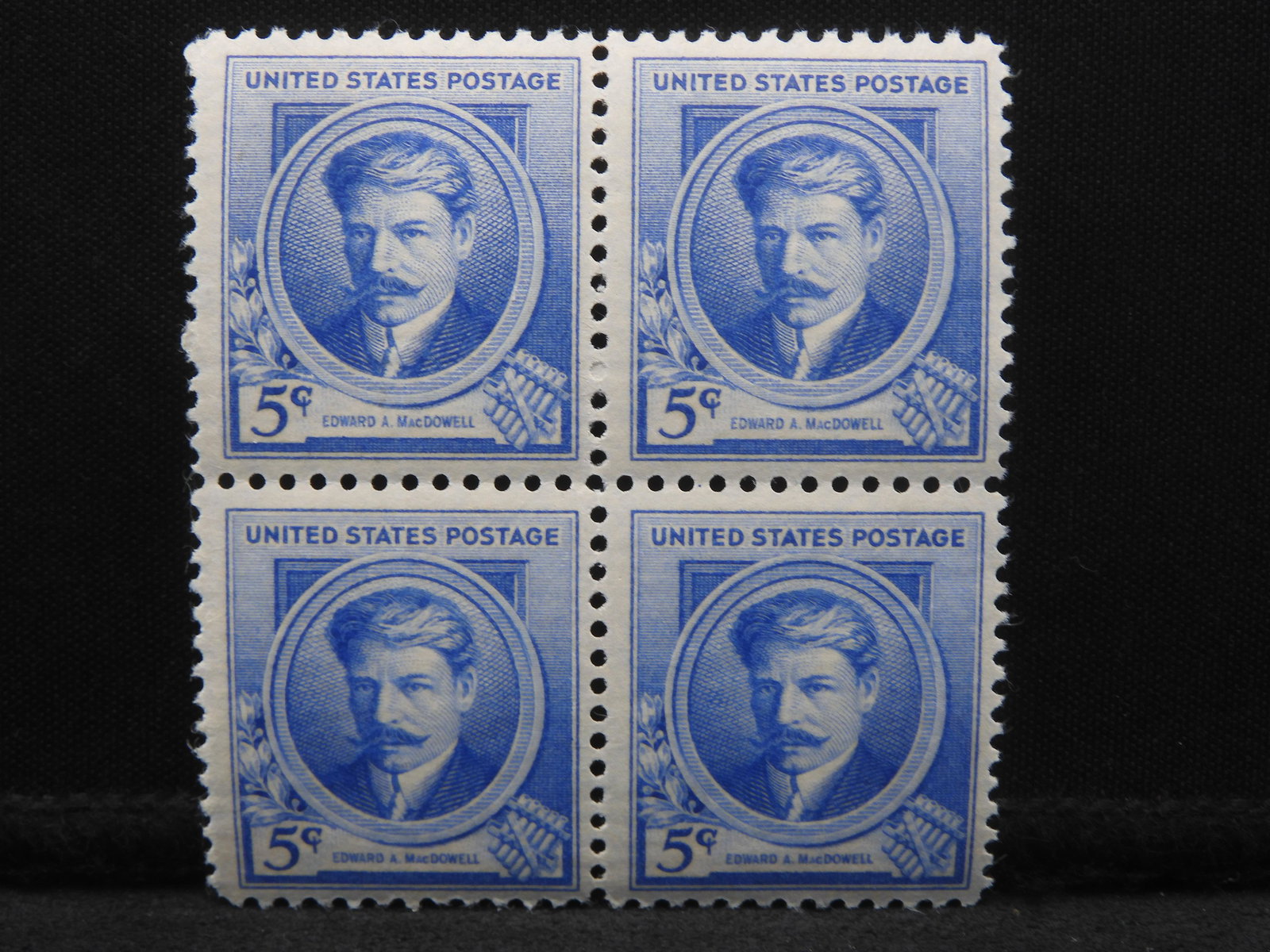 1940 Edward MacDowell, Famous American Series Of Commemorative 5-Cent Block Of 4 U.S. Stamps. Scotts (1 of 3)