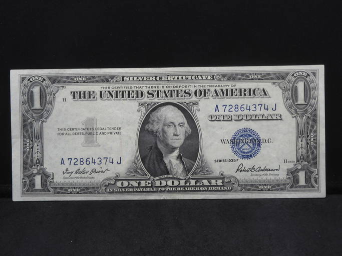 1935f $1 Silver Certificate Off Center 1935f $1 Silver Certificate Off Center