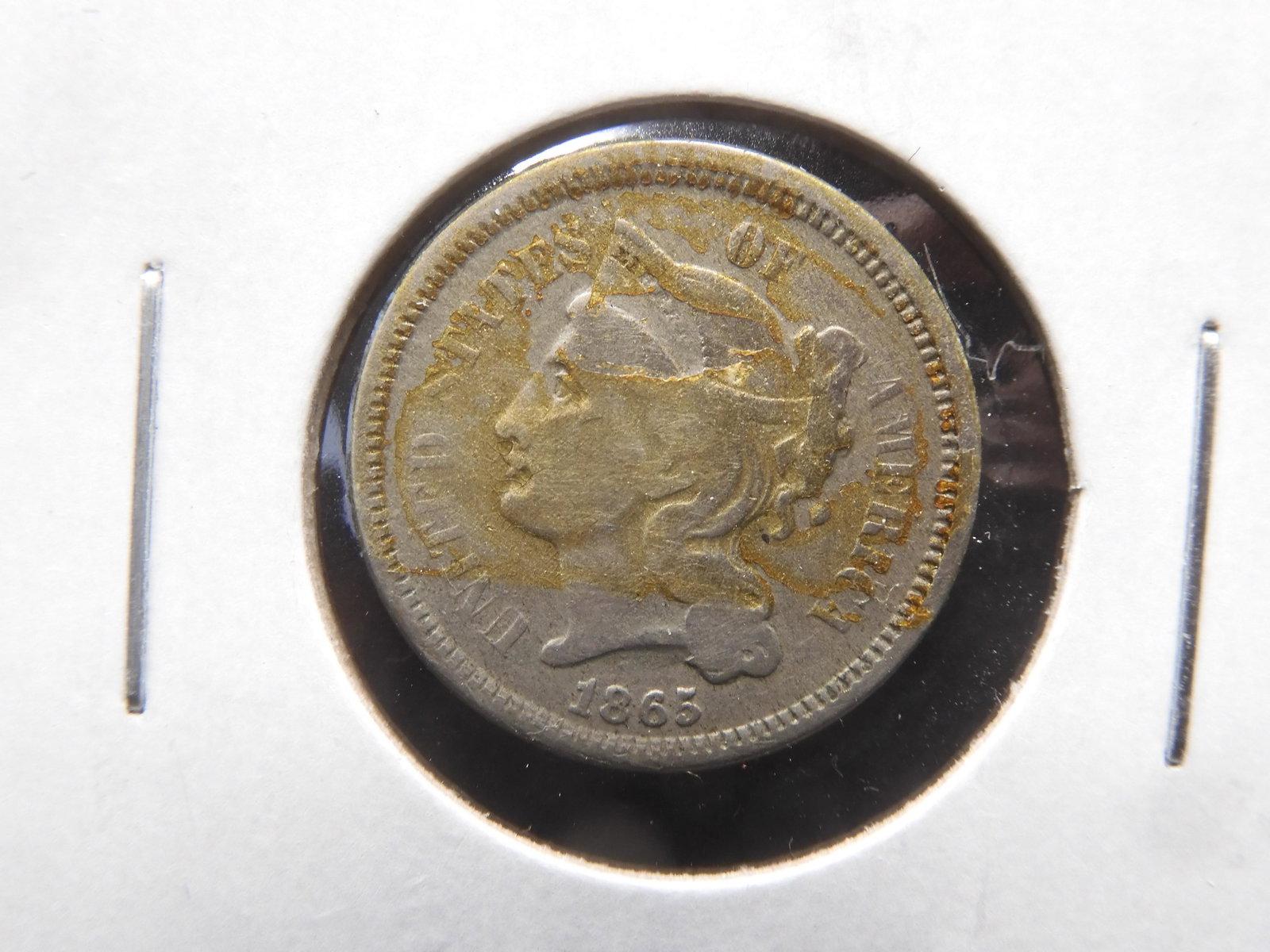 1865 3 Cent Nickel coin. (1 of 3)