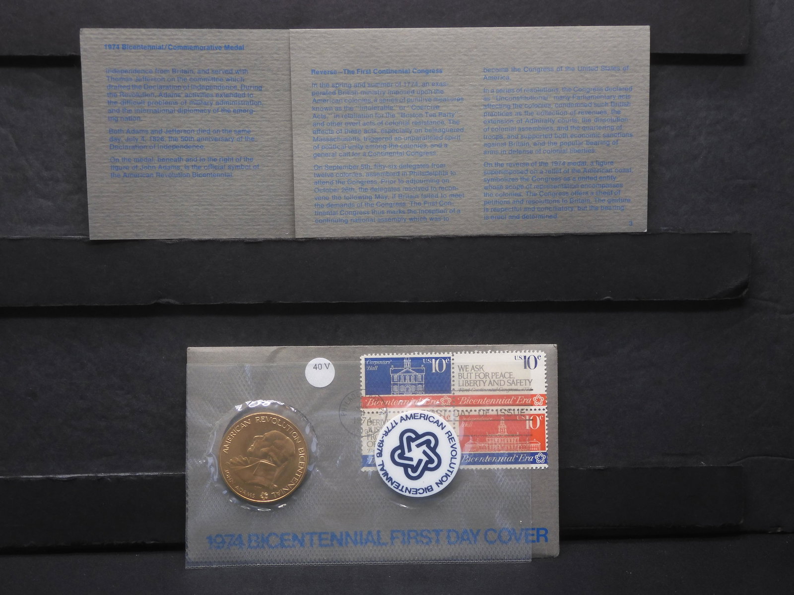 1974 Bicentennial First Day Cover Stamp and Medallion: 1974 Bicentennial First Day Cover Stamp and Medallion