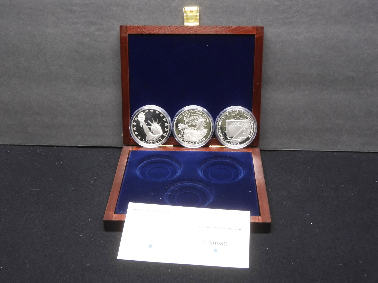 SILVER - 2013 Proof .999 Silver - Patriotic Silver 3 Coin Set w/ Wooden Case (1 of 7)