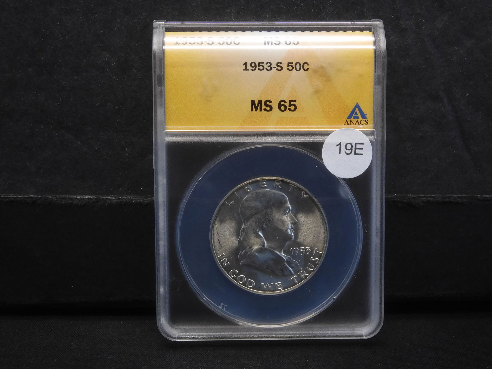 1953-S Franklin Half Dollar  ANACS MS 65. (1 of 4)