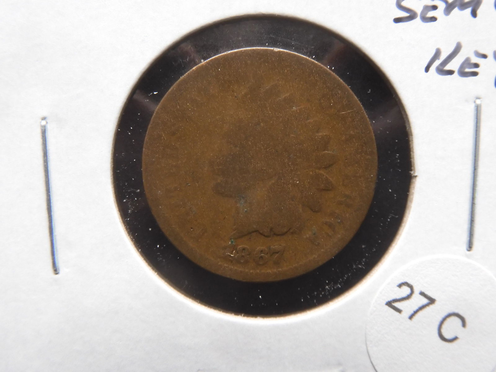 1867 Indian Head Cent  Semi-Key. (1 of 3)