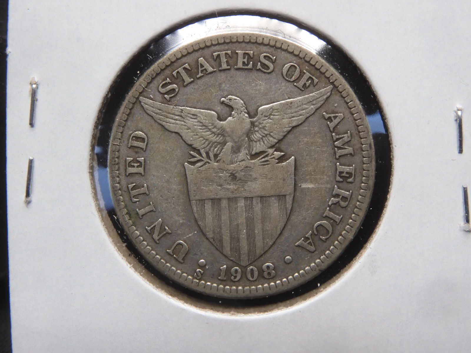 1908-S Philippines Silver 50 Centavos. (1 of 3)