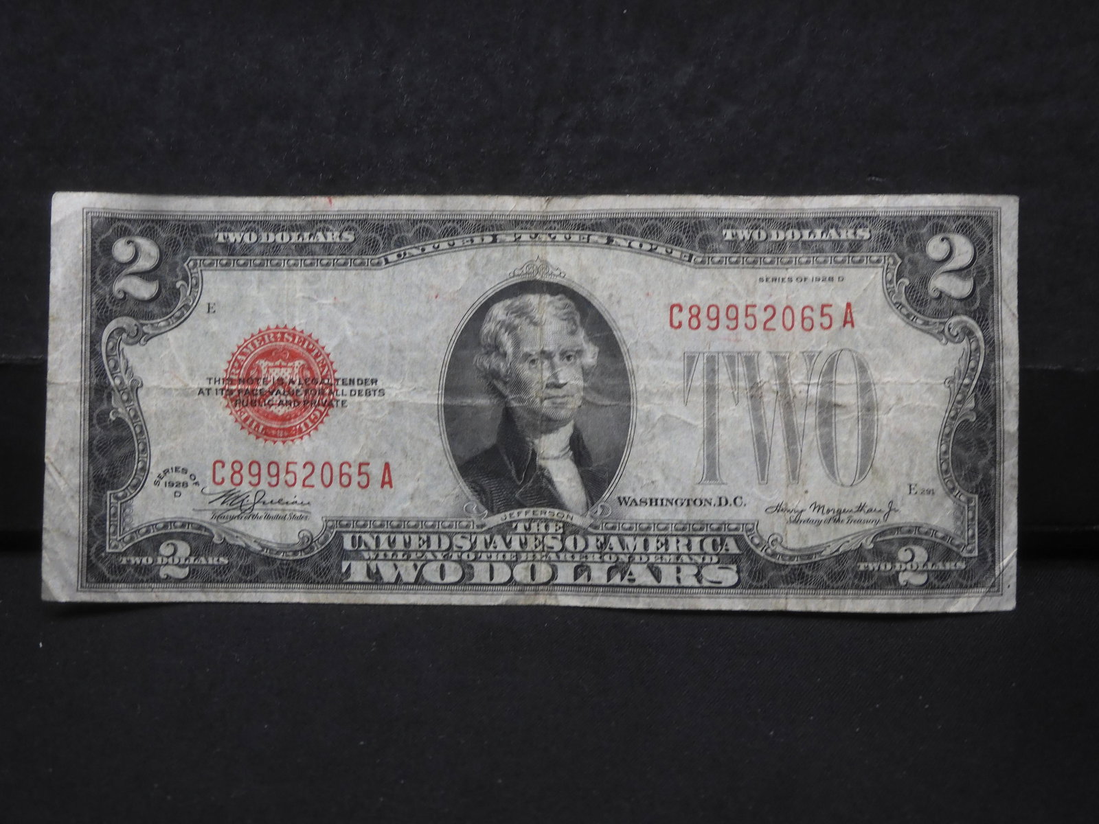 1928 D, Error Die Shift, $2 bill, 95 years old! (1 of 3)