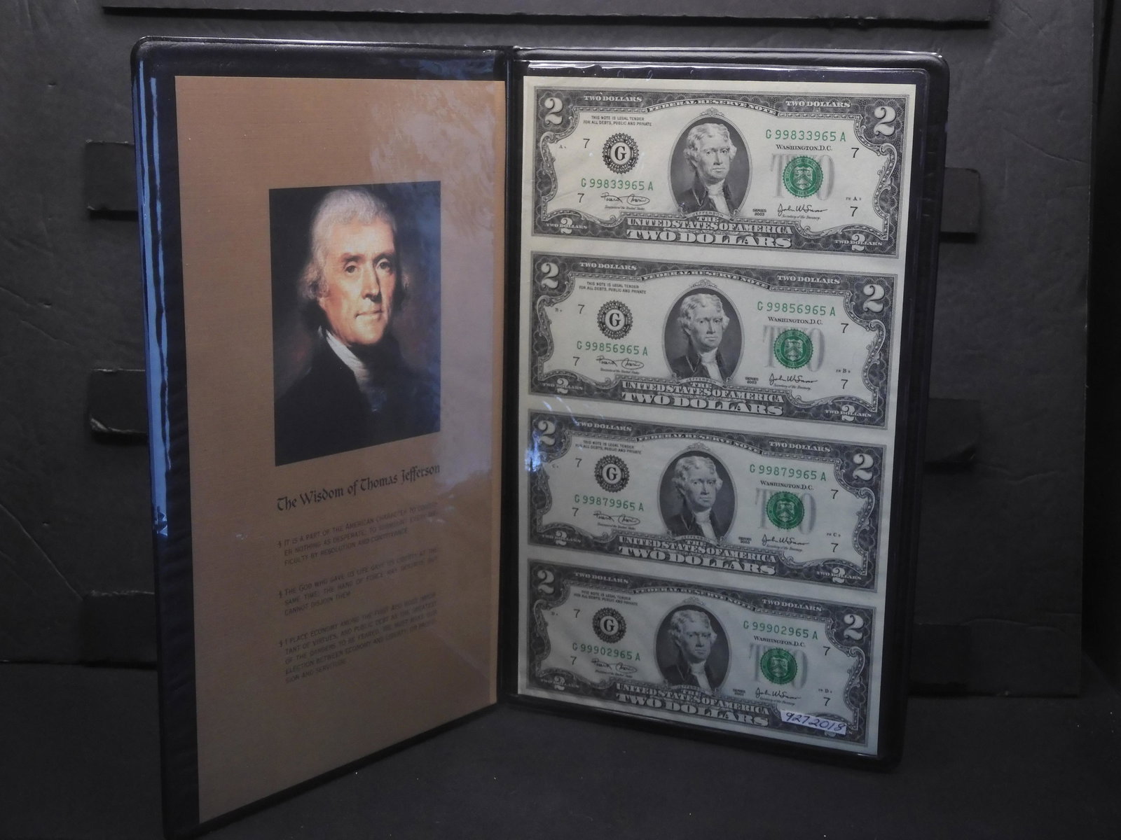 2003 Uncut Sheet Two Dollar Bills (1 of 8)