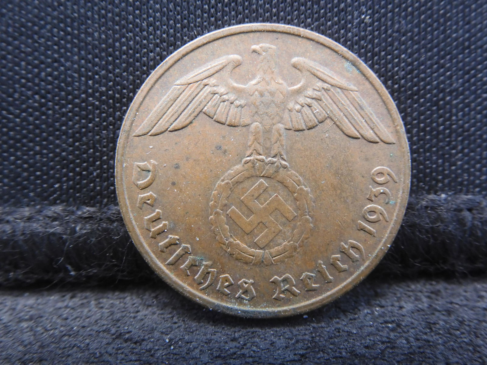 1939 G 2 Pfennig.  Historical coin with symbol.  Nice AU. (1 of 2)