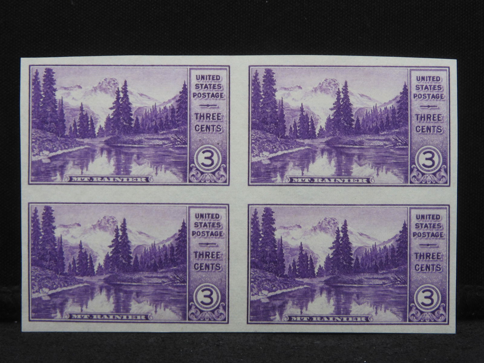 1935 Mount Rainier Nat'l Park Series 3-Cent Block Of 4 U.S. Stamps.  Scotts #758. (1 of 3)