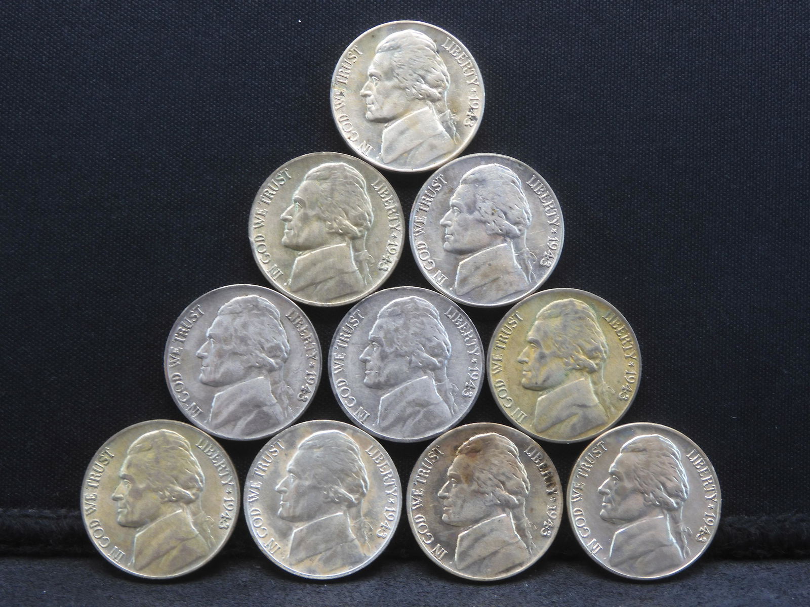 10 AU-BU 1943-P Silver War Nickels. (1 of 2)