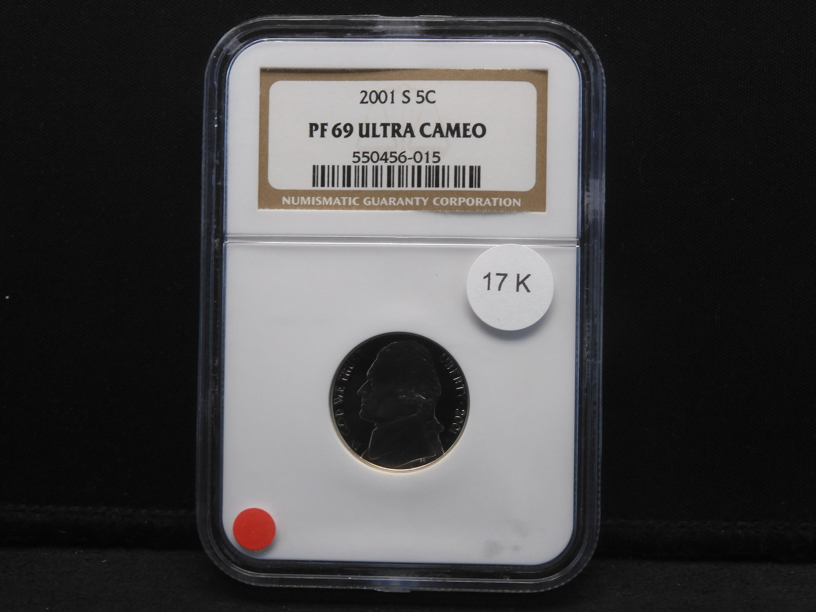 2001-S NGC PR 69 Ultra Cameo - Jefferson Nickel: 2001-S NGC PR 69 Ultra Cameo - Jefferson Nickel