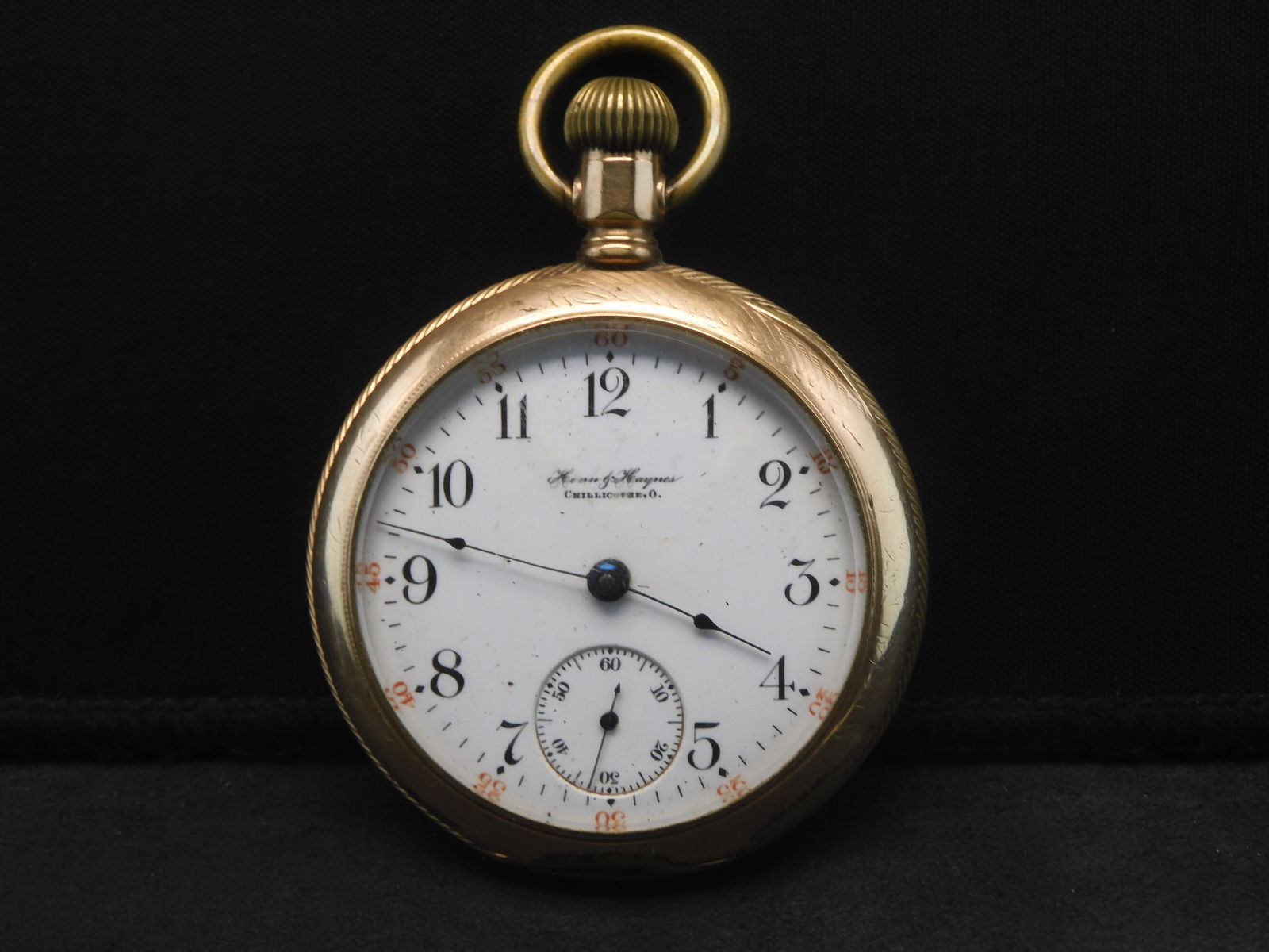 Size 18 Henn & Haynes Pocket Watch (17 Jewels) Chillicothe Ohio.  Does not work.  Unusual find. (1 of 7)