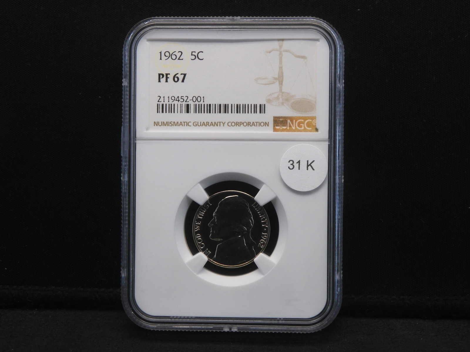 1962 NGC PF 67 - Jefferson Nickel - Spotless: 1962 NGC PF 67 - Jefferson Nickel - Spotless
