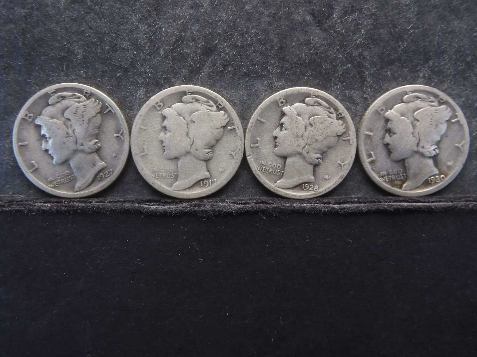 1917-S, 1927-S, 1928-S, 1930-S Mercury Dimes (1 of 2)
