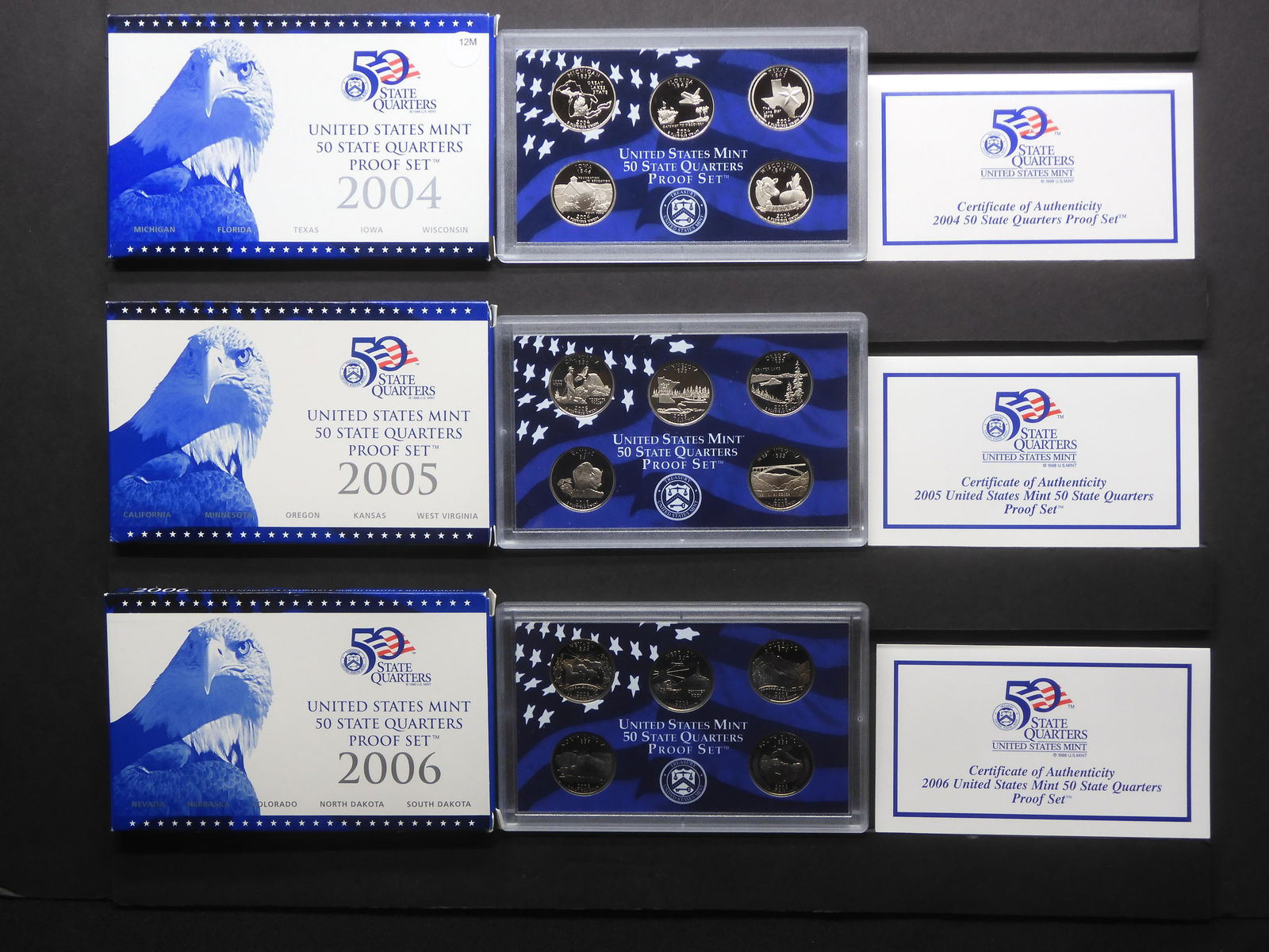 2004-S, 2005-S, 2006-S United States State Quarters Proof Sets With Original Gov't Packaging With (1 of 10)