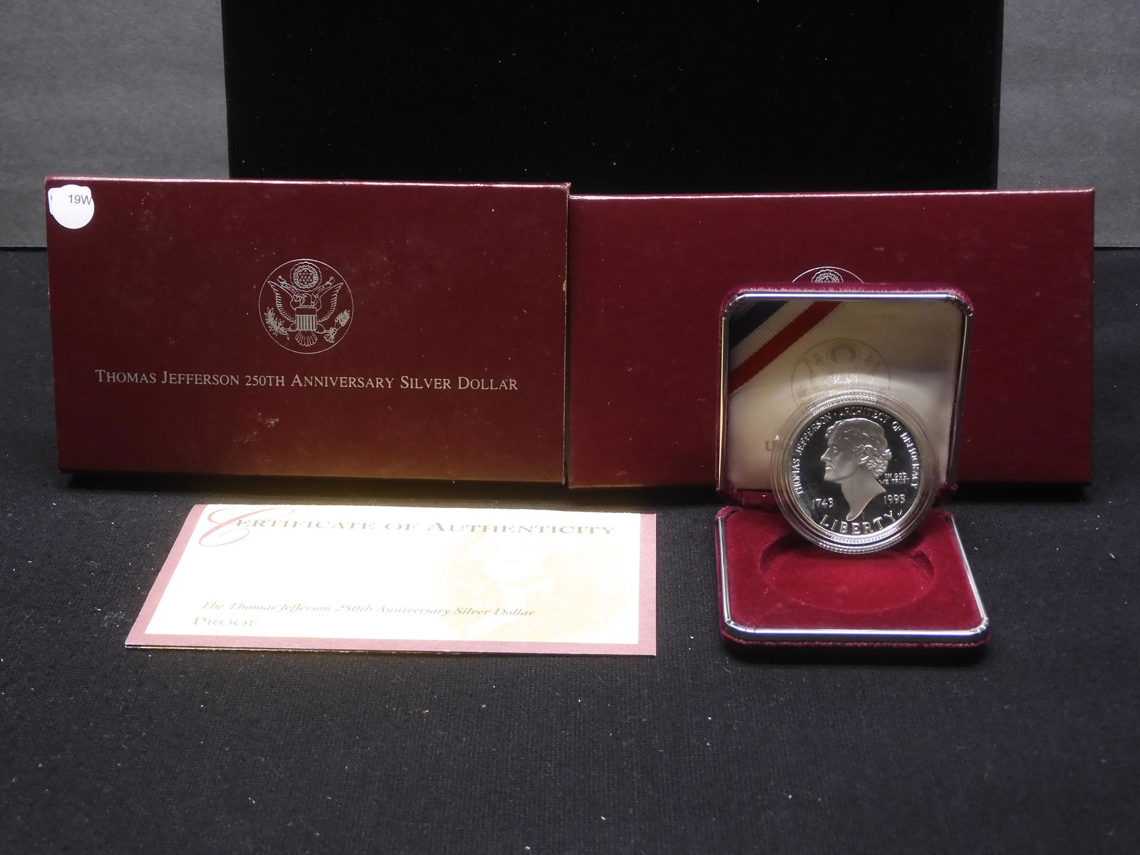 1993-S Thomas Jefferson 250th Anniversary Silver Dollar in OGP (1 of 4)