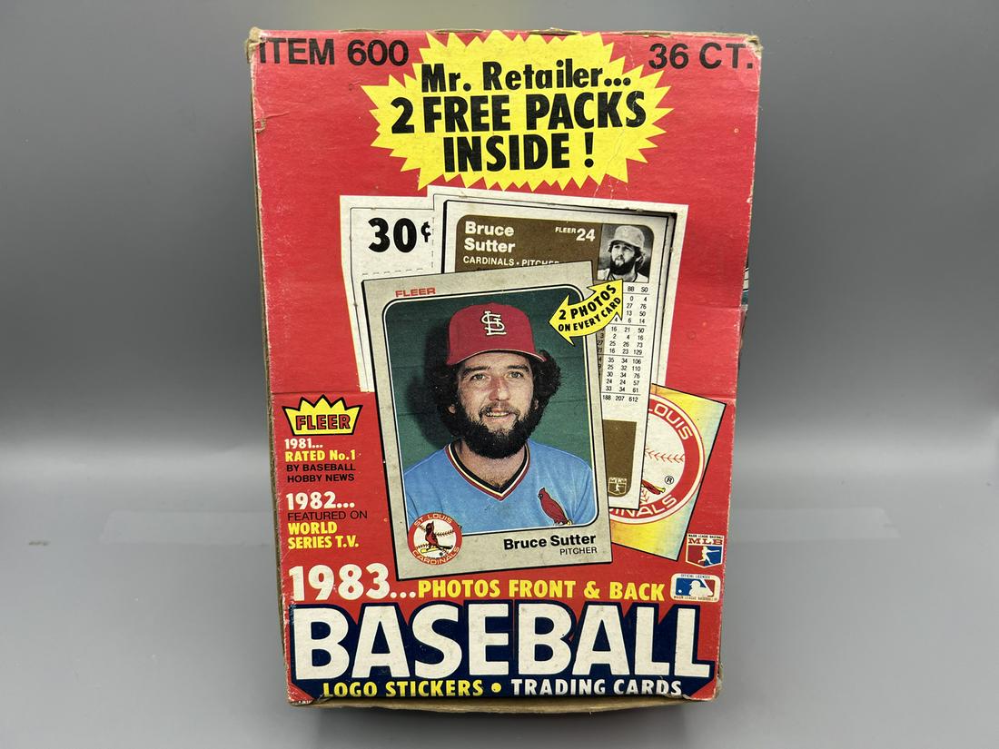 1983 Fleer Baseball Unopened Wax Box - 38 Packs - Possible Rookies of Tony Gwynn, Ryne Sandberg, (1 of 3)
