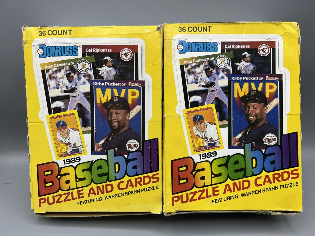 1989 Donruss Baseball Unopened Wax Box Lot of 2 - Possible Rookies of Ken Griffey Jr, Randy Johnson, (1 of 2)