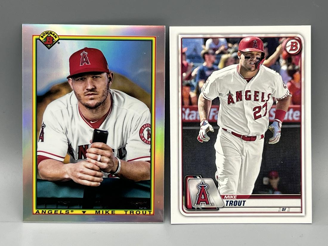 2020 Bowman Mike Trout Lot of 2 - Base Card & Refractor (1 of 2)