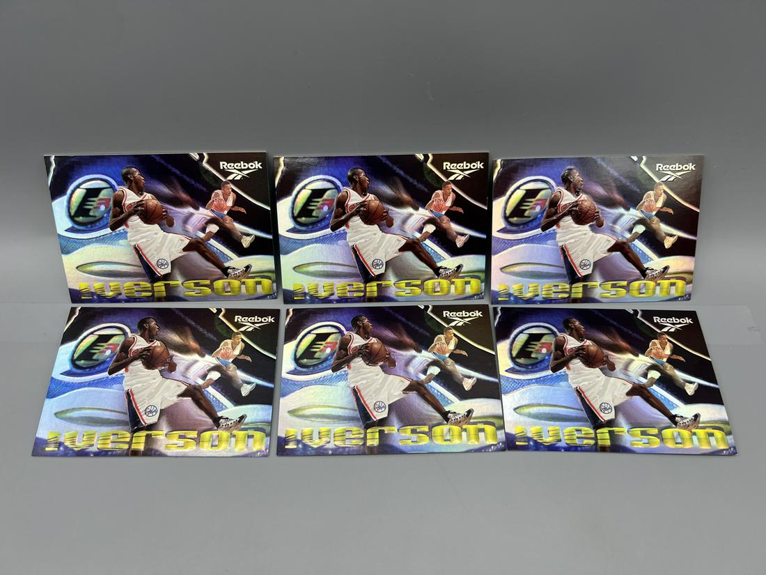 1997-98 Skybox Allen Iverson Reebok Insert Lot of 6 with Bronze, Silver and Gold Variations: 1997-98 Skybox Allen Iverson Reebok Insert Lot of 6 with Bronze, Silver and Gold Variations