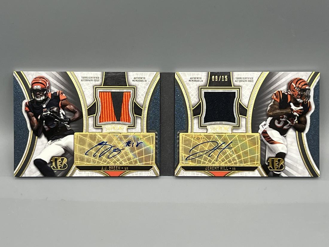 2015 Topps Supreme Football Cincinnati Bengals Dual Autograph Patch Book Card #9/15 - AJ Green, (1 of 3)