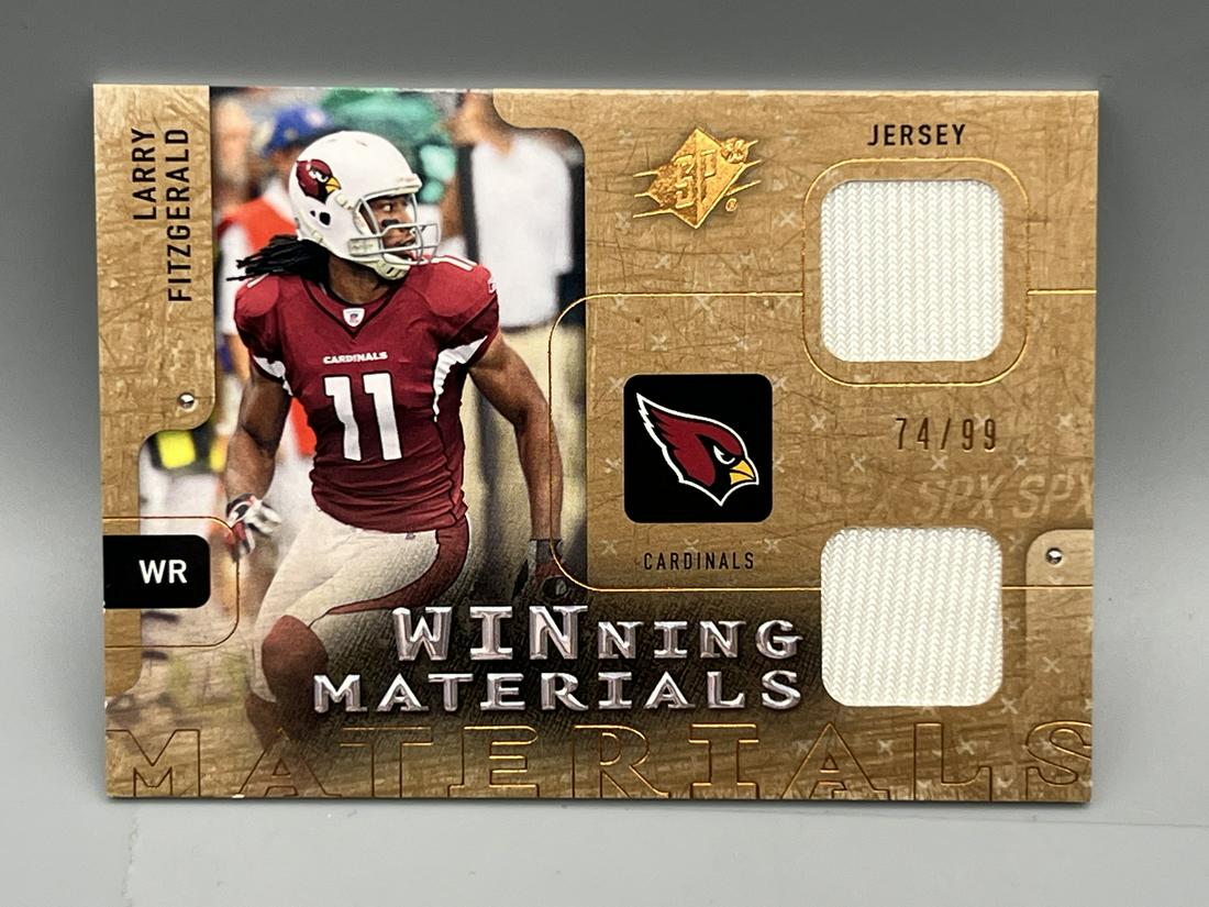 2009 SPx Larry Fitzgerald Winning Materials Game Worn Jersey Card #74/99 (1 of 2)