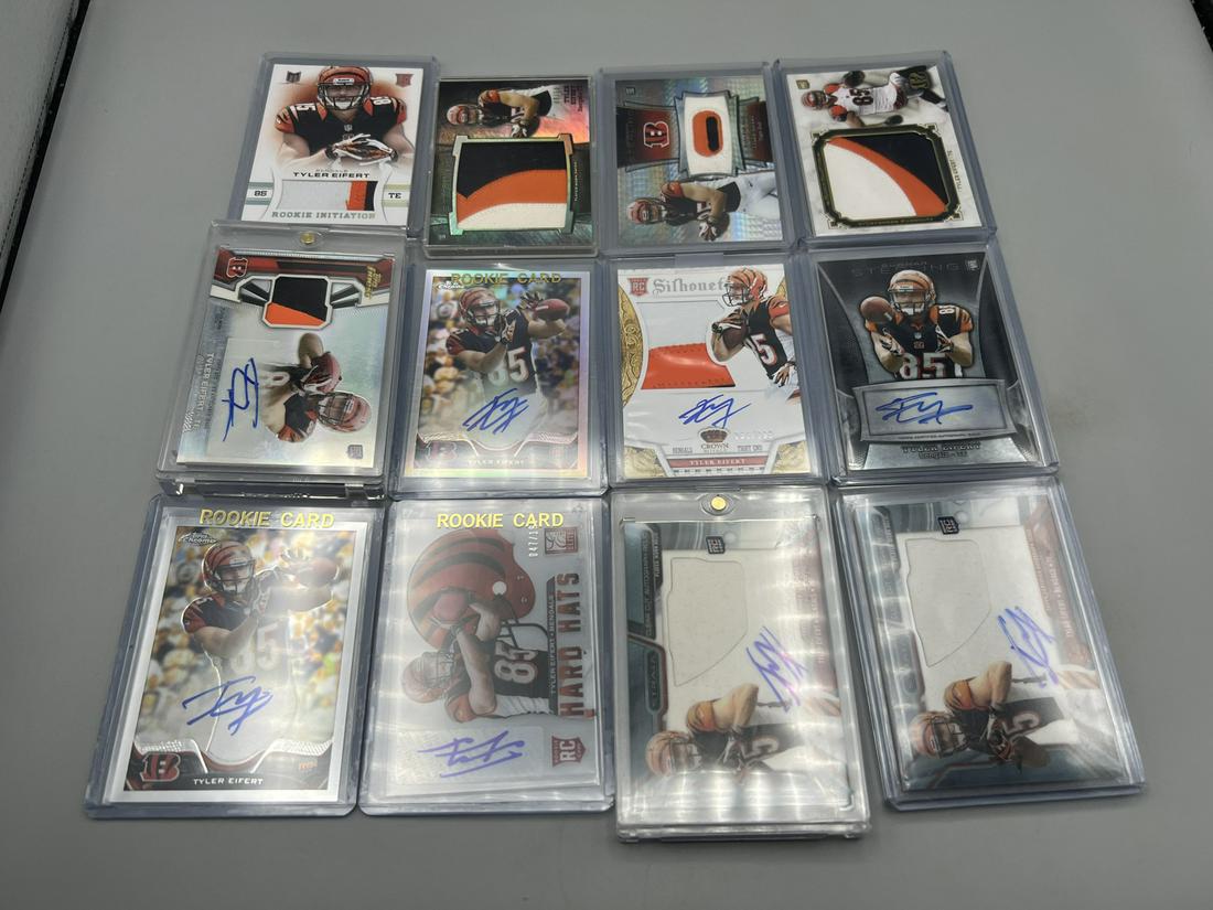 2013 Tyler Eifert Rookie Autograph & Game Worn Relic Lot of 12 - Some serial numbered (1 of 6)