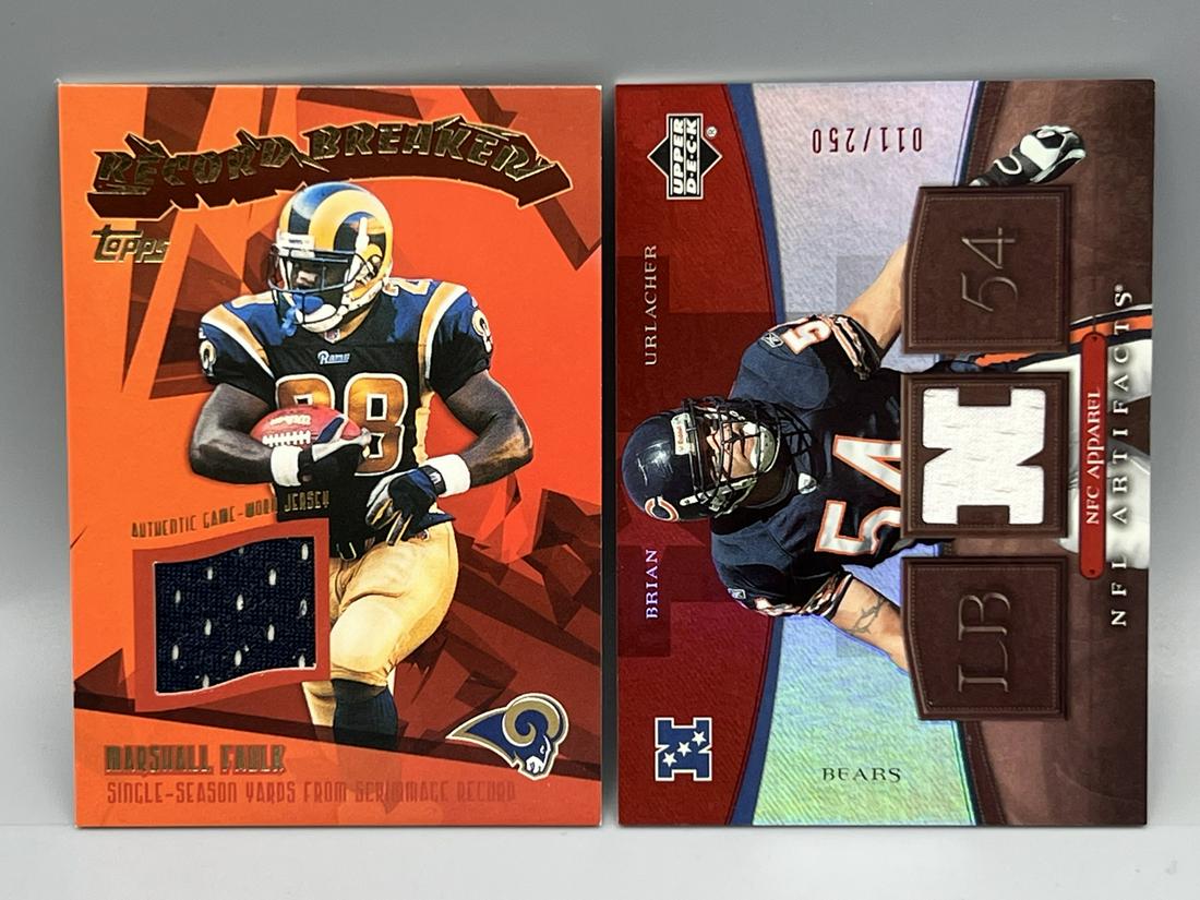 Marshall Faulk & Brian Urlacher Game Worn Jersey Cards (1 of 2)
