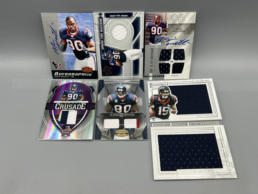 Houston Texans Auto/Relic Lot of 6 - Mario Williams, Andre Johnson, Will Fuller (1 of 2)