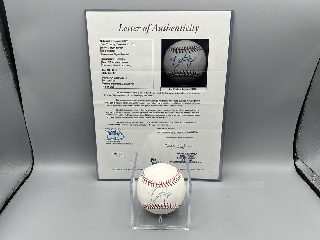 Bryce Harper Signed Official Major League Baseball W/ JSA Full Letter of Authentication (1 of 4)