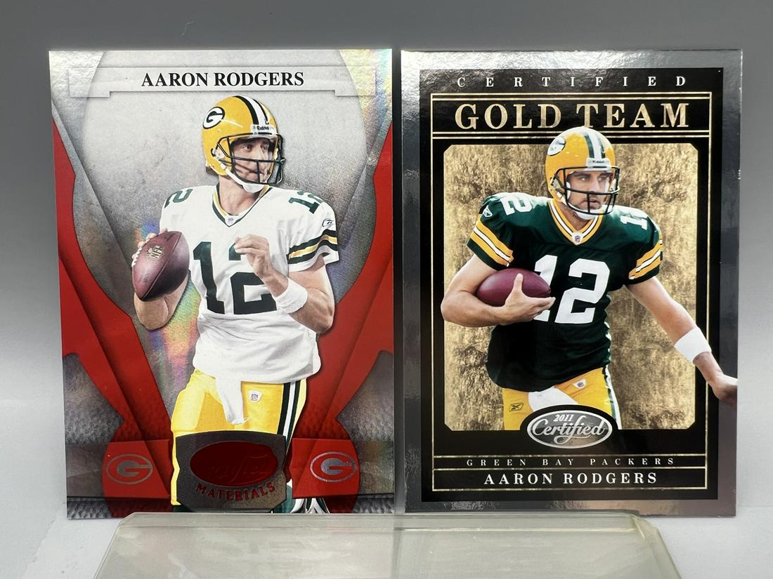 2008 Donruss Playoff Aaron Rodgers Red #72/100 & 2011 Panini Certified Gold Team Aaron Rodgers (1 of 2)