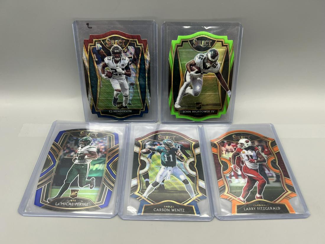Lot of (5) 2020 Select  Football Die Cut Refractor Cards - Larry Fitzgerald, Carson Wentz, La'Mical (1 of 2)